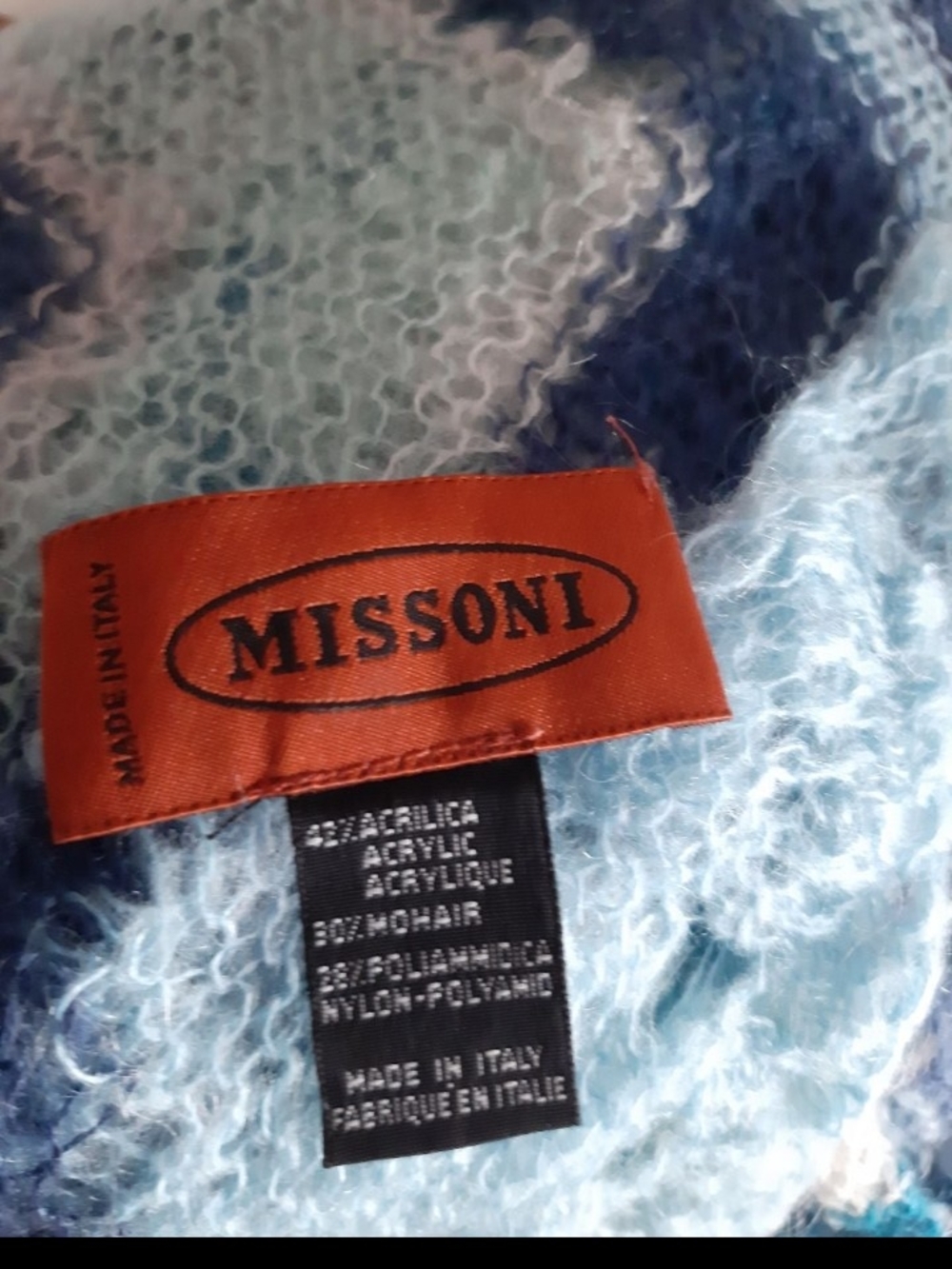 Missoni Blue Multicolor Mohair Blend Sweater